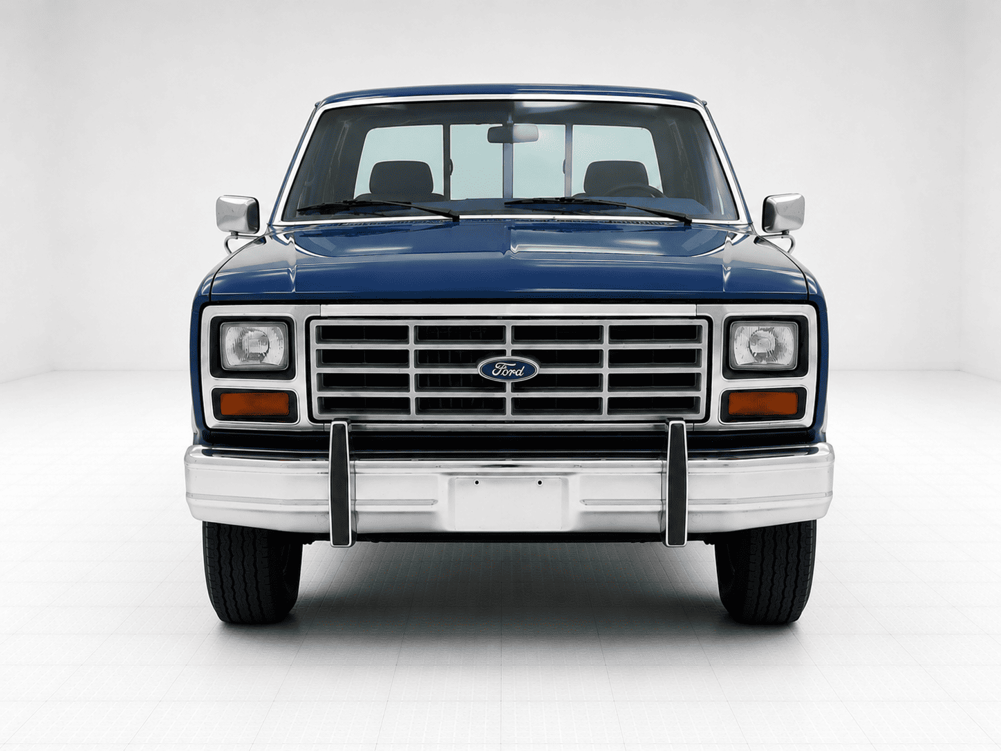 Ford F-150 SuperCab 1983 bleu, vue de face